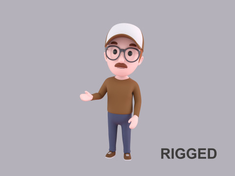 Cartoon Male Character Rigged 036 3D Model