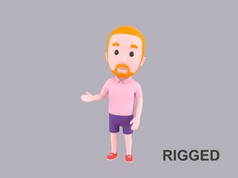 Cartoon Male Character Rigged 037 3D Model