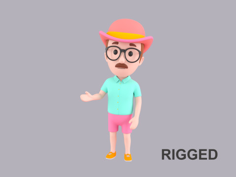 Cartoon Male Character Rigged 038 3D Model