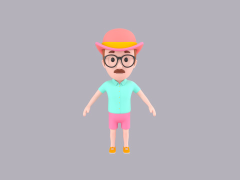 Cartoon Male Character Rigged 038 Model 3D