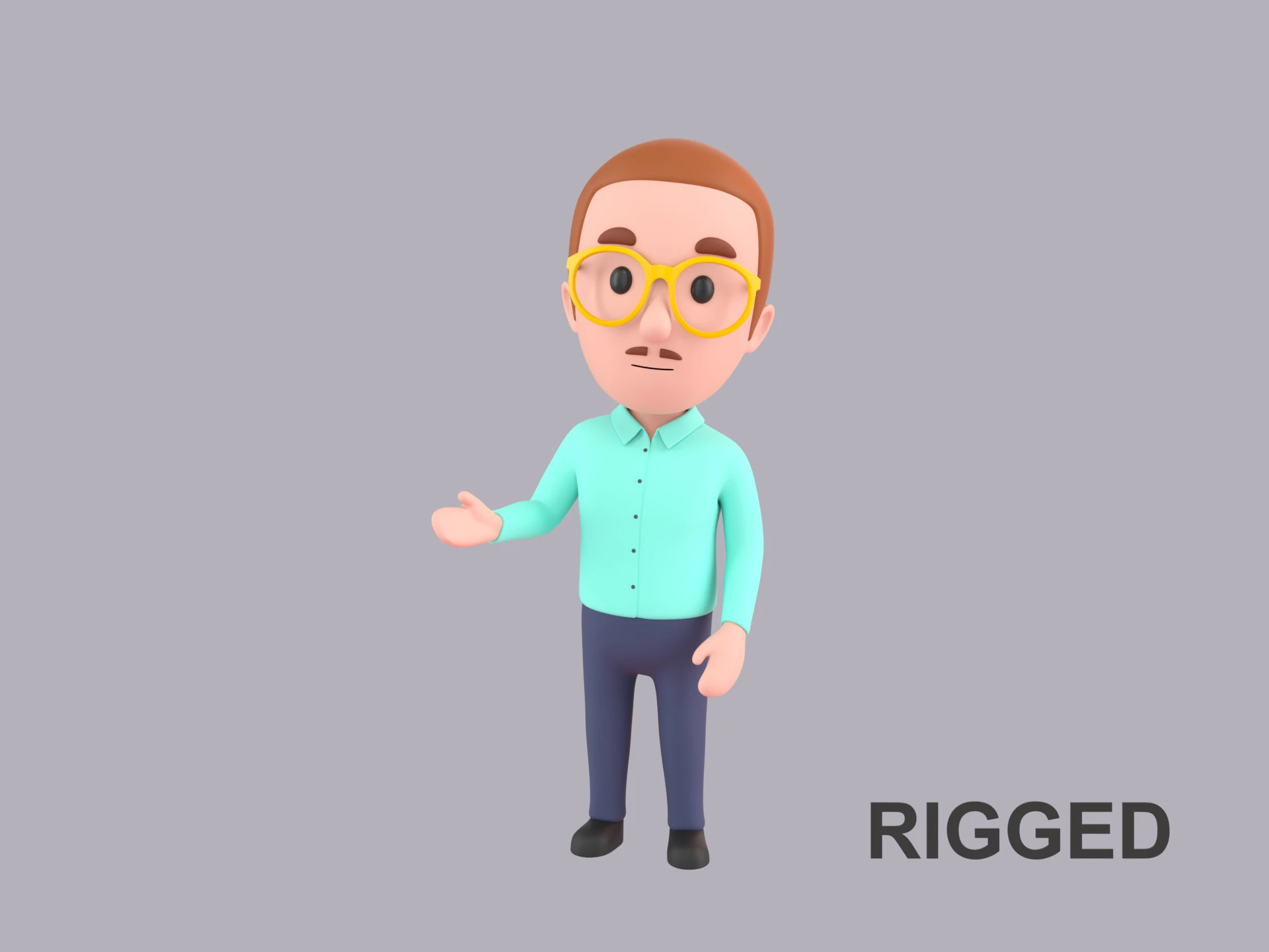 Cartoon Male Character Rigged 039 3D Model .c4d .max .obj .3ds .fbx .stl .blend