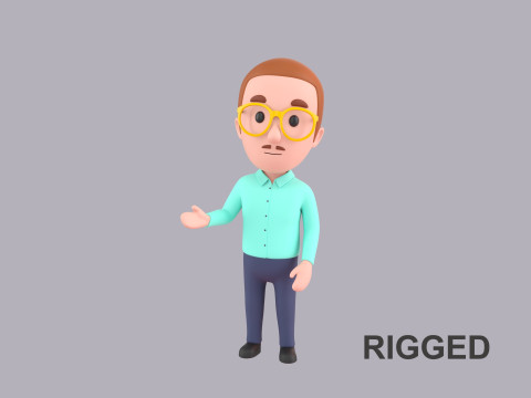 Cartoon Male Character Rigged 039 3D Model
