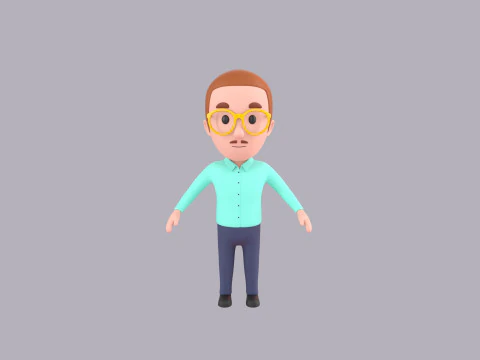 Cartoon Male Character Rigged 039 3D Model