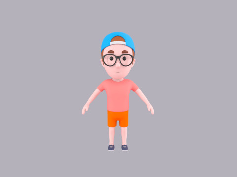 Cartoon Male Character Rigged 040 Model 3D
