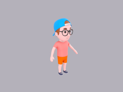 Cartoon Male Character Rigged 040 Model 3D