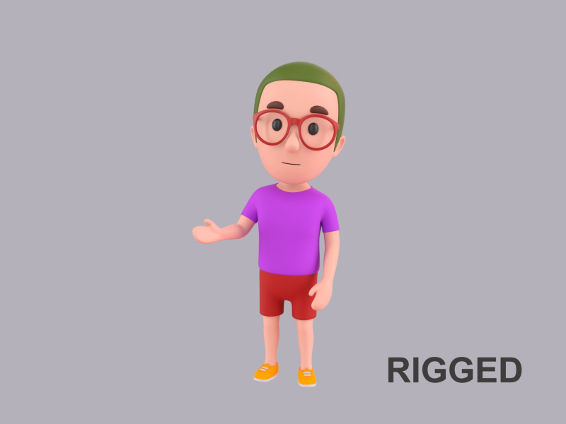 Cartoon Male Character Rigged 041 3Dモデル .c4d .max .obj .3ds .fbx .stl .blend