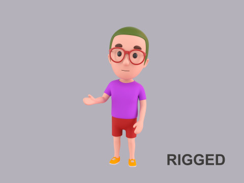 Cartoon Male Character Rigged 041 3D Model