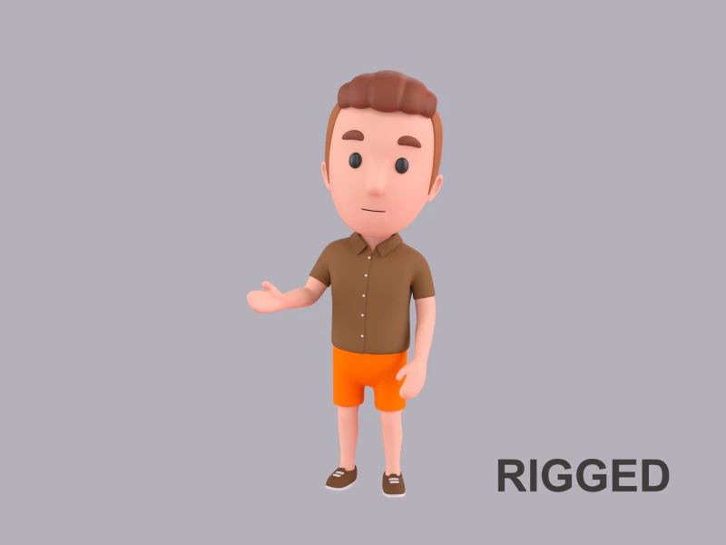 Cartoon Male Character Rigged 042 3D Model .c4d .max .obj .3ds .fbx .stl .blend
