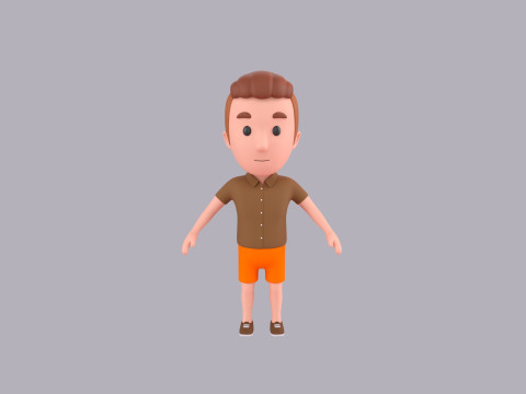 Cartoon Male Character Rigged 042 3D 模型