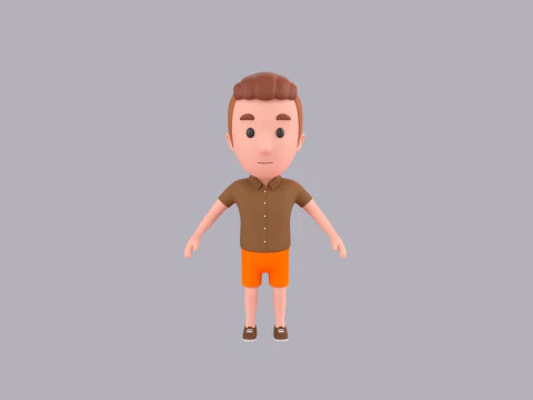 Cartoon Male Character Rigged 042 3D Model