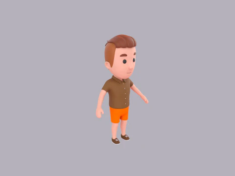 Cartoon Male Character Rigged 042 3D Model