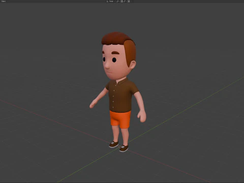 Cartoon Male Character Rigged 042 3D Model
