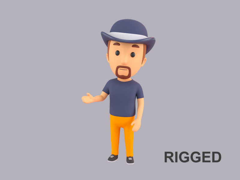 Cartoon Male Character Rigged 043 3D Model .c4d .max .obj .3ds .fbx .stl .blend