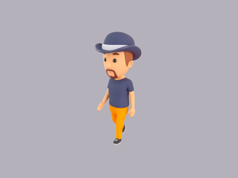 Cartoon Male Character Rigged 043 3D Model