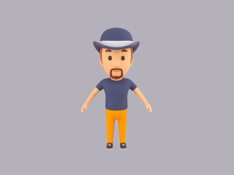 Cartoon Male Character Rigged 043 3D Model