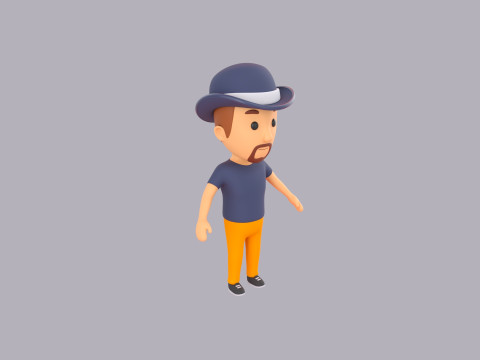 Cartoon Male Character Rigged 043 3D Model