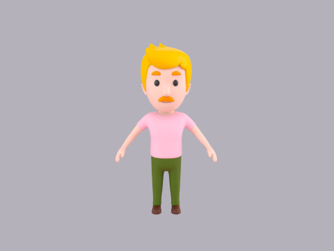 Cartoon Male Character Rigged 044 3D 모델
