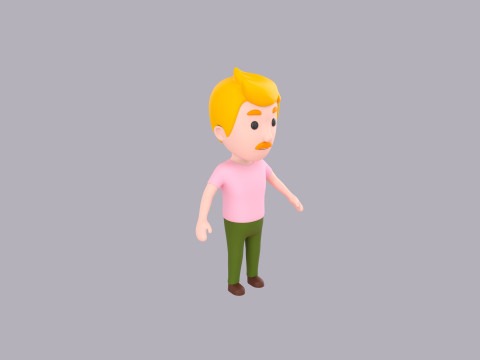 Cartoon Male Character Rigged 044 3D 모델