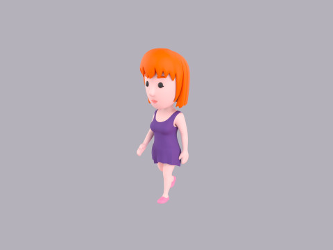 Cartoon Female Character Rigged 046 3D 模型