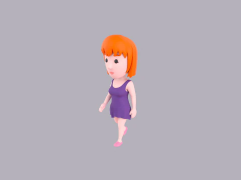 Cartoon Female Character Rigged 046 3D Model