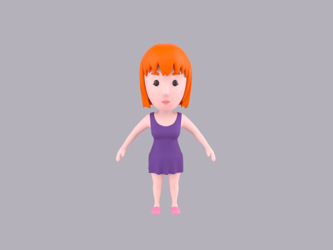 Cartoon Female Character Rigged 046 3D 模型