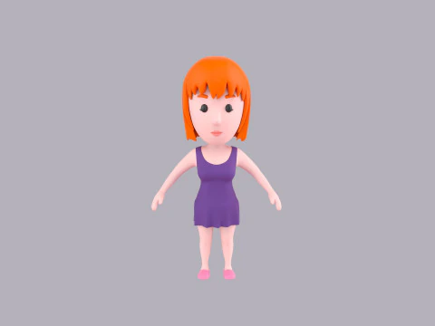 Cartoon Female Character Rigged 046 3D Model