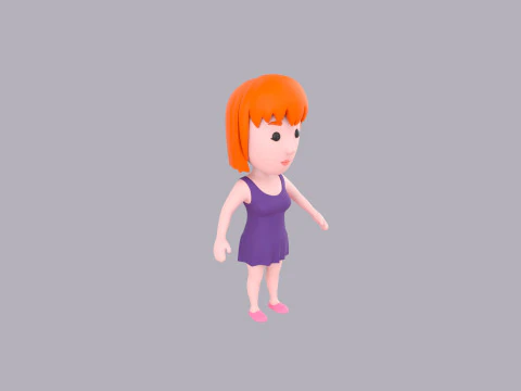 Cartoon Female Character Rigged 046 3D Model