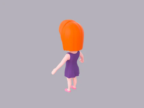 Cartoon Female Character Rigged 046 3D Model