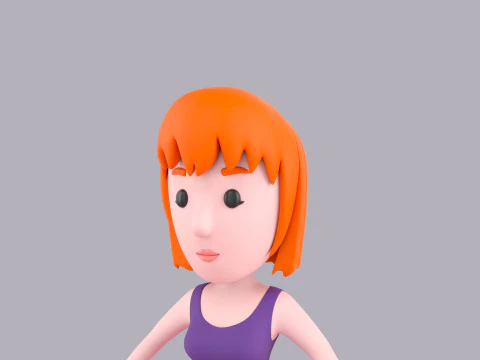 Cartoon Female Character Rigged 046 3D Model