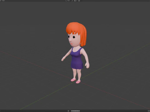 Cartoon Female Character Rigged 046 3D Model