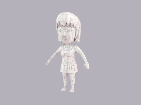 Cartoon Female Character Rigged 046 3D Model