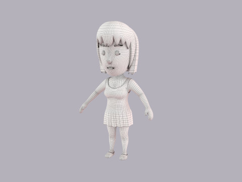 Cartoon Female Character Rigged 046 3D 模型