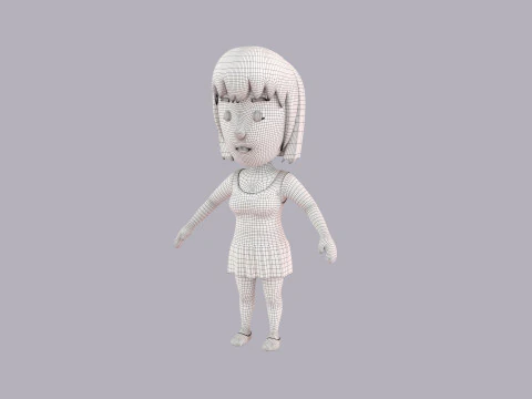 Cartoon Female Character Rigged 046 3D Model