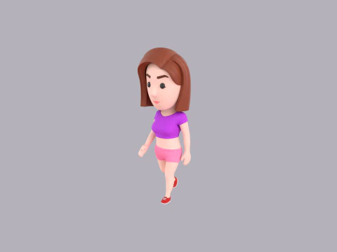 Cartoon Female Character Rigged 047 3D Model