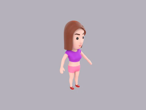 Cartoon Female Character Rigged 047 3D Model