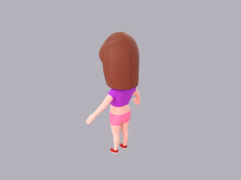 Cartoon Female Character Rigged 047 3D Model