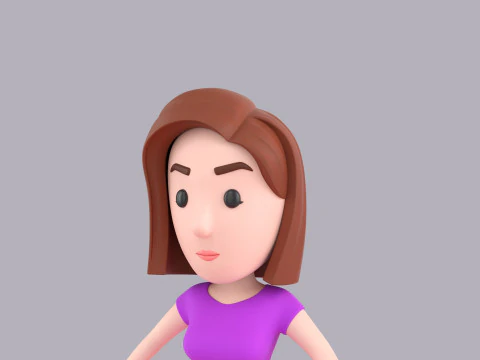 Cartoon Female Character Rigged 047 3D Model