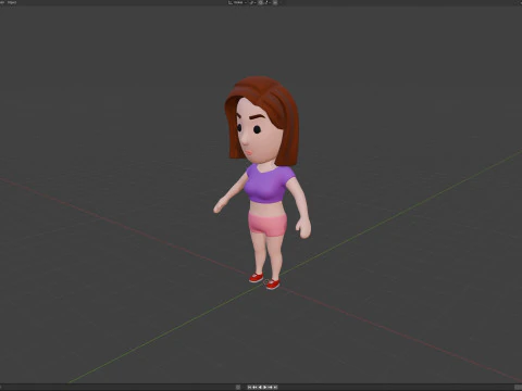 Cartoon Female Character Rigged 047 3D Model