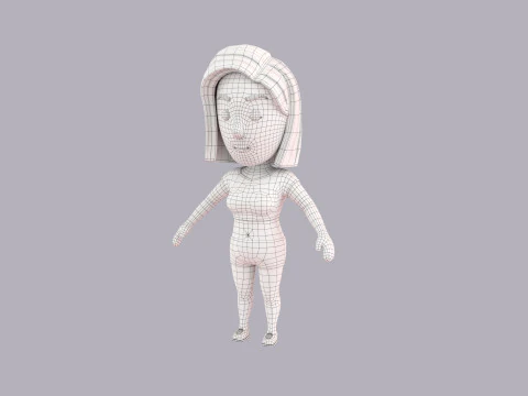 Cartoon Female Character Rigged 047 3D Model