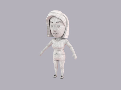 Cartoon Female Character Rigged 047 3D 模型