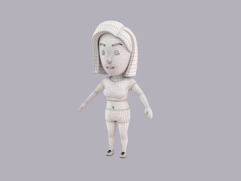 Cartoon Female Character Rigged 047 3D Model