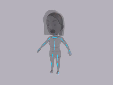 Cartoon Female Character Rigged 047 3D Model