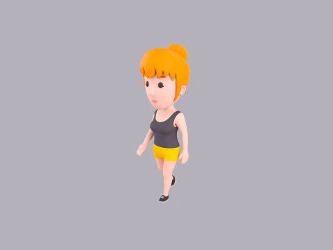 Cartoon Female Character Rigged 048 3D Model