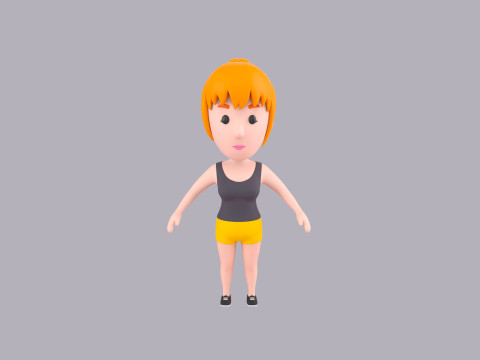 Cartoon Female Character Rigged 048 Model 3D