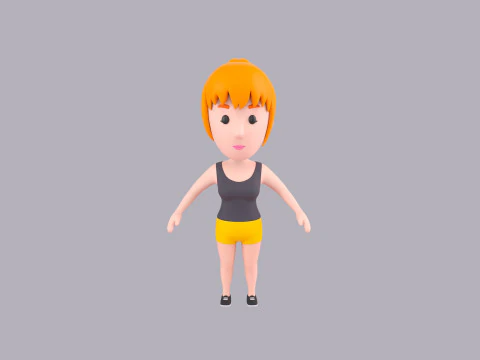 Cartoon Female Character Rigged 048 3D Model