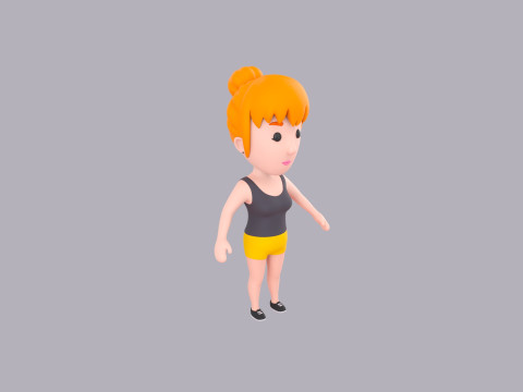 Cartoon Female Character Rigged 048 Model 3D