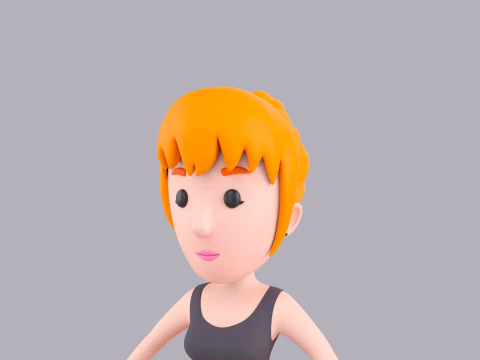 Cartoon Female Character Rigged 048 3D Model