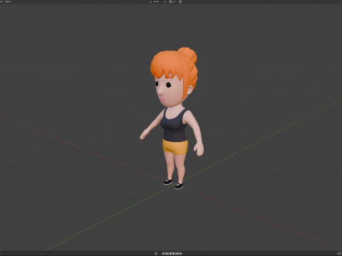 Cartoon Female Character Rigged 048 3D Model