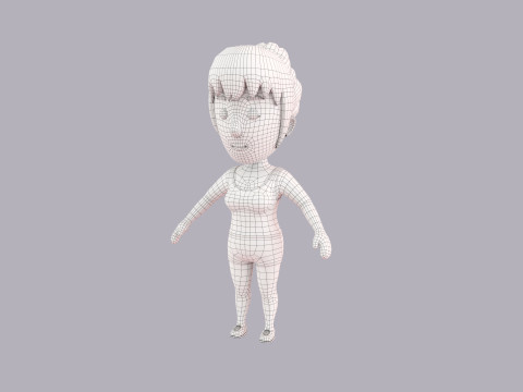Cartoon Female Character Rigged 048 Model 3D