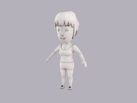 Cartoon Female Character Rigged 048 Model 3D